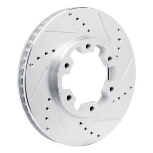 Nissan NV350 UrVan Brake Rotor (1) - Front Right - R1 Concepts - Drilled & Slotted - Silver - `02-`24